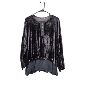 Bodil Women's Velvet Peasant Style Henley Top